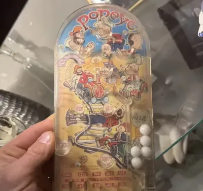 Stara zabawka flipper 1959 papeye gra — praca Bartosz, Wrocław