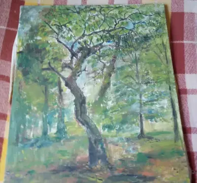 stary obraz olejny na płótnie ze strychu drzewa nr 2 — praca WALDEK, Wrocław