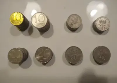 Strare monety bilon PRL 10 zł, 20 zł (różne wersje, 75 sztuk) — praca m&m, Wrocław
