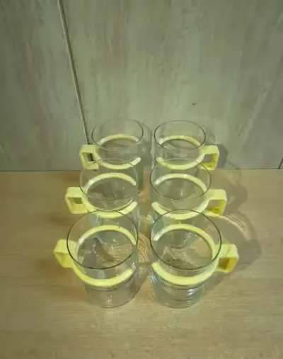 Szklanki PRL uchwyty plastikowe 6 sztuk — praca Bazar24, Poznań