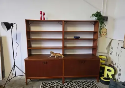 Tekowy skandynawski REGAŁ biblioteczka bookcase 1960 - Łódź — praca Ewa, Łódź