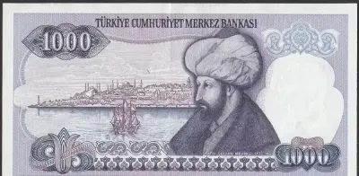 Turcja 1000 lirasi 1970 - Mustafa Kemal - stan bankowy UNC — praca Korund, Łódź