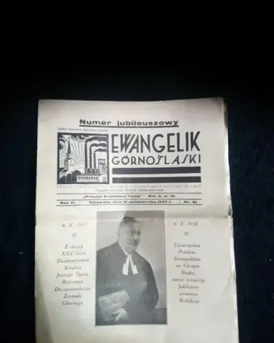 Tygodnik Ewangelik Górnośląski z 1937roku nr.41 — praca Wojtek LJUBOMIR, Łódź