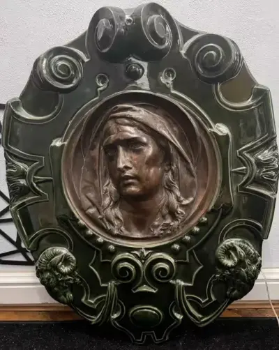 Unikat! Secesyjna Płaskorzeźba Mater Dolorosa 20kg Brąz Ceramika — praca Yard sale, Kraków