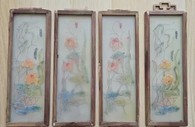 UNIKATOWY ZESTAW: Azjatyckie panele malowane na szkle – Vintage / Boho — praca potumtum, Gdańsk