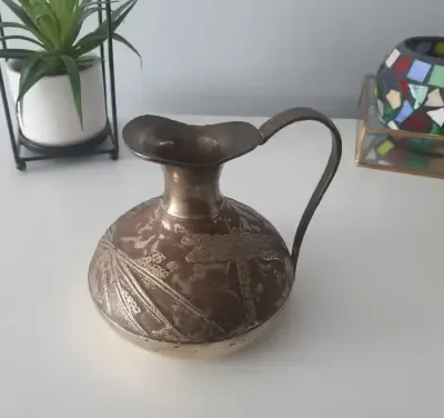 Wazon dzbanek mosiężny retro vintage lata 60-te Indie — praca Anna, Kraków