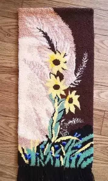 Wełniana makatka - kilim na ścianę / motyw kwiatowy /PRL — praca Marmi, Szczecin