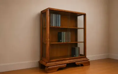 Witrynka Biblioteczka Komoda Art Deco  – orzech, fazowane szyby — praca papi.94, Poznań