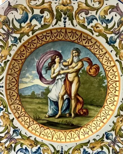 Wybitna Unikatowa Majolika 40cm Gaetano BATTAGLIA XIX w Stan Muzealny — praca ArtCollector, Szczecin