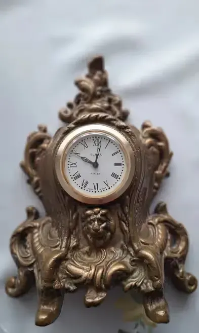 Zegar vintage PRL mosiądz — praca Benia, Kraków