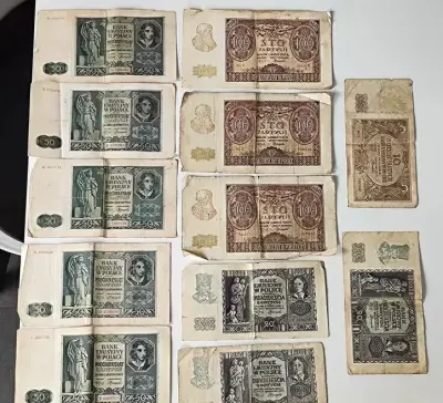 Zestaw banknotów Polskich z okresu Generalnej Guberni — praca Kolekcje, Warszawa