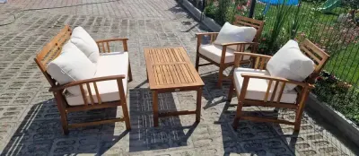 Zestaw mebli ogrodowych z drewna drewniane meble na taras ogród nowe — praca Grzegorz, Wrocław
