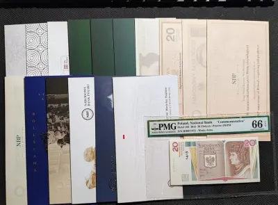 CAŁA KOLEKCJA 17 banknotów NBP 2006:2025 UNC w tym Jan Długosz PMG66 — praca Paulina P., Wrocław