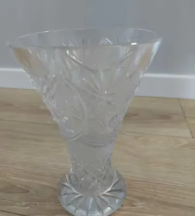 Kryształowy wazon 19 cm PRL vintage — praca Karol M., Wrocław