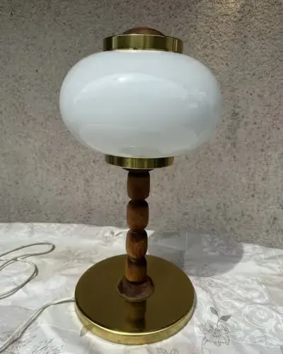 Lampa stołowa z czasów PRL retro vintage — praca Jakub, Andrychów