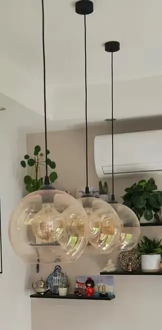 3x Lampa szklana Amber śr.30 cm z żarówkami TK Cubus — praca Daria, Gliwice