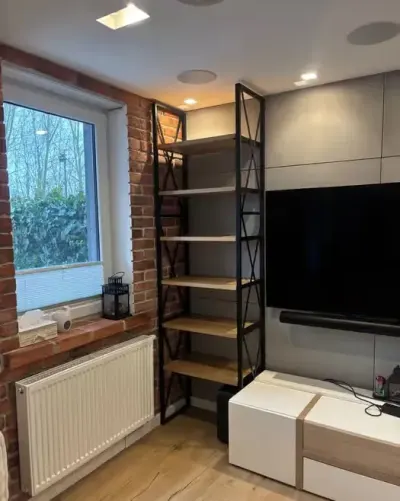 Regał na książki, Regał industrialny Loft,  na wymiar, dębowe półki — praca Gondziu, Gorzów Wielkopolski