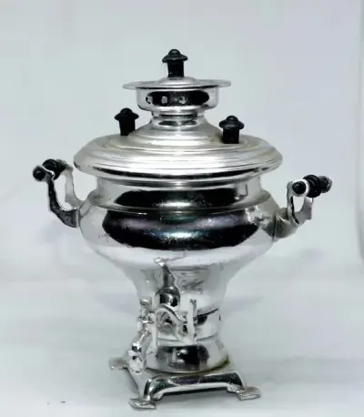 Samowar miniatura pamiątka ZSRR stal nierdzewna dekoracja vintage PRL — praca IG88, Wrocław