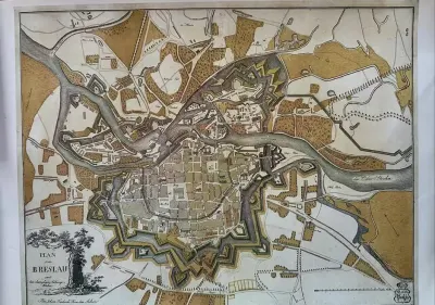 Stara Mapa Wrocław Breslau 1807 r — praca Andrzej, Wrocław