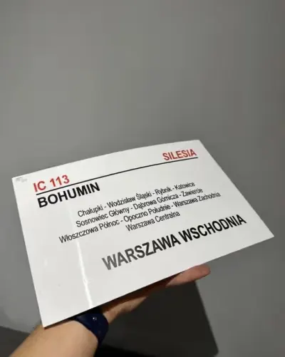 Tablica relacyjna IC Silesia 113 lub 111 — praca Igor, Katowice