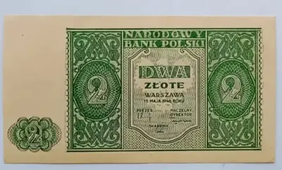 2 zł z 1946 roku banknot — praca Pangrosik, Kielce