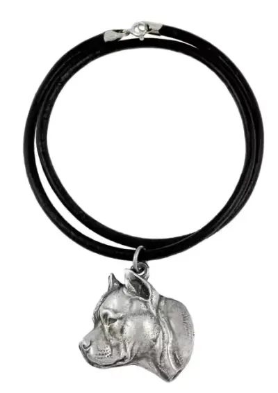 Amerykański Staffordshire terrier naszyjnik posrebrzany Art-Dog — praca Krzysztof Liszka, Żary