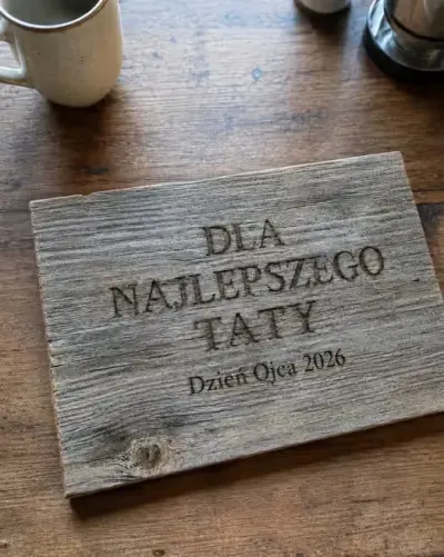 Deska z grawerem na Dzień Ojca prezent dla taty stare drewno — praca Antik-Holz, Fałków
