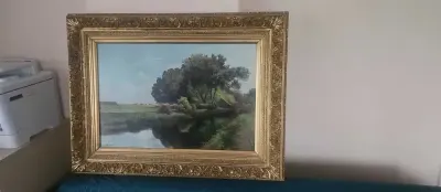 Duży Stary Obraz Antyk autor Max Beierlein ceniony malarz niemiecki XIX/XX wiek szkoła monachijska 109x83vm — praca Piotr, Wożniki