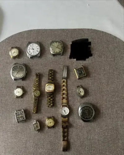 Kolekcja starych zegarków vintage PRL – Poljot, Rakieta, Slava, Delbana — praca Ziet, Lublin