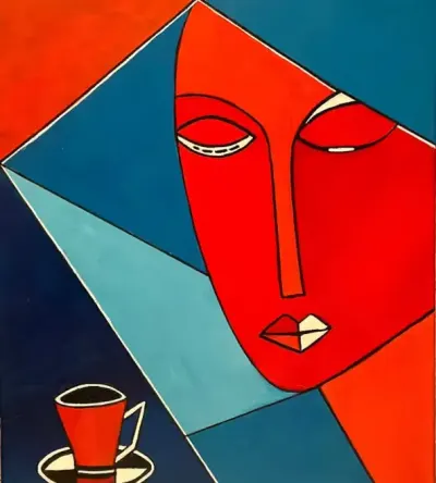 Kubizm, abstrakcja, autorski obraz, akryl na płótnie 50 x 60 cm - WozArt — praca Ryszard, Kraków