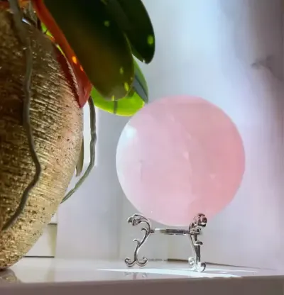 Kwarc Różowy 10 cm 1342 g + GRATIS metalowa podstawka • Miłość • Przebaczenie • Uzdrowienie serca • Empatia — praca Ewelina, Warszawa
