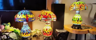 Lampa gabinetowa witrażowa — praca Jarosław, Rzgów