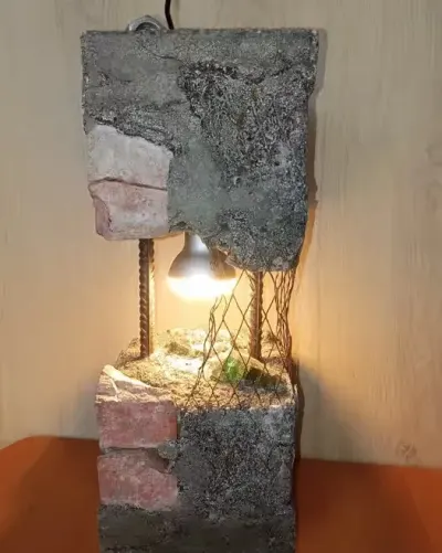 Lampa z betonu loft- SELENA - księżycowy blask (2) 42 cm. — praca loft light, Gdańsk
