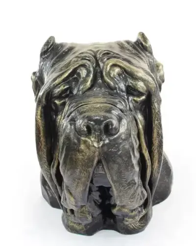 Mastif neapolitański duża głowa z żywicy Art-Dog — praca Krzysztof Liszka, Żary