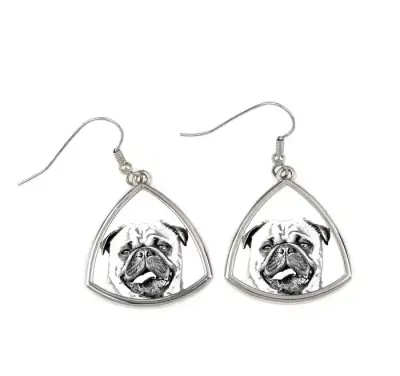 Mops, Pug kolczyki ze zdjęciem psa Art-Dog — praca Krzysztof Liszka, Żary