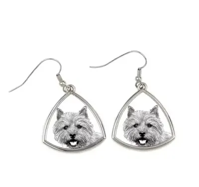Norwich Terrier kolczyki ze zdjęciem psa Art-Dog — praca Krzysztof Liszka, Żary
