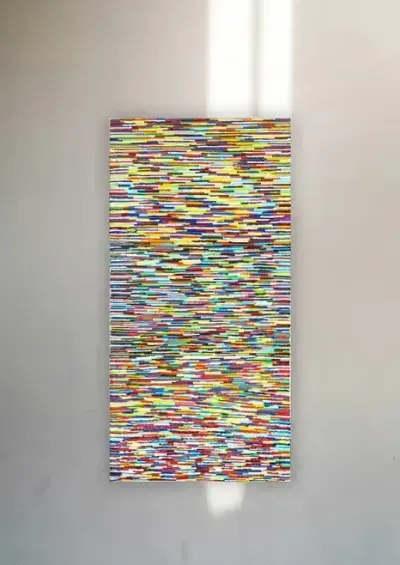 Obraz olejny na płótnie – 60 x 120 cm – nowoczesna abstrakcja 3D — praca Dominika, Kraków