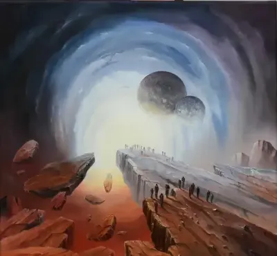 obraz olejny surrealizm 50x50 — praca Grzegorz, Namysłów