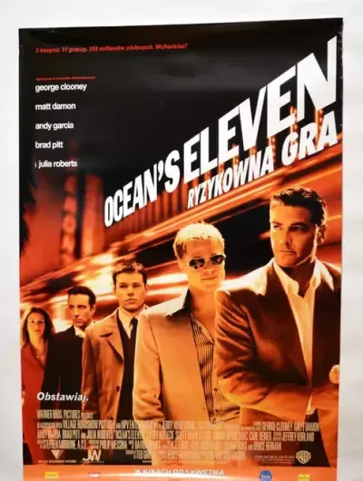 Oryginalny plakat kinowy Ocean's Eleven Ryzykowna Gra oryginalny B1 plakat filmowy 2001 retro — praca IG88, Wrocław
