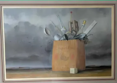 Pastel, obraz Marian Michalik "Pozorna wielkość" 1987 — praca Krzysztof, Wojnówko