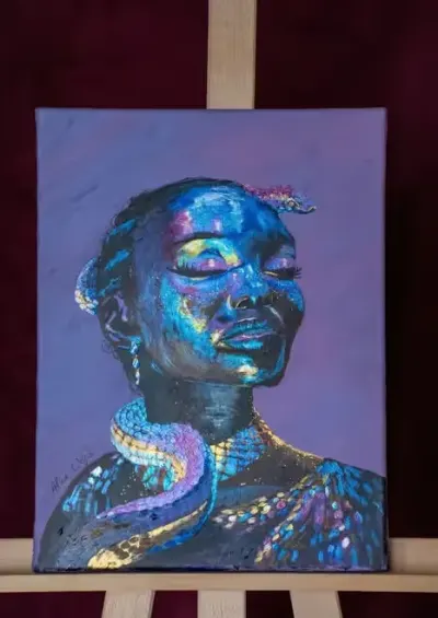 Portret akrylowy lśniący — praca WojcikA, Warszawa