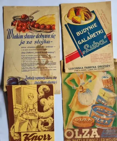 Przedwojenne foldery reklamowe, reklamówki firm — praca Adam, Warszawa