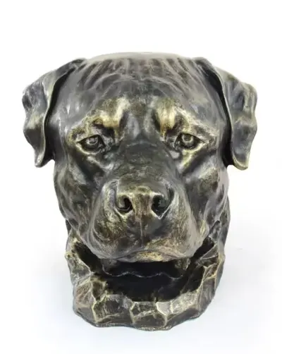Rottweiler duża głowa z żywicy Art-Dog — praca Krzysztof Liszka, Żary