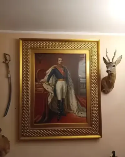XX w Stara Kopia Portretu Napoleona III Winterhaltera Olej na Płótnie — praca Hrabia, Żukowo
