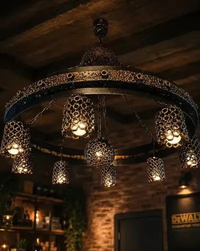 Żyrandol Industrialny Loft Handmade Stalowy Dragooweld — praca Rafał, Kamesznica