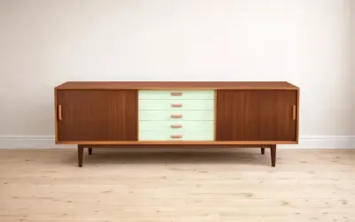 Duńska szafka / kredens / komoda / sideboard klasyczny mahoniowy 80s — praca Mateusz, Wrocław