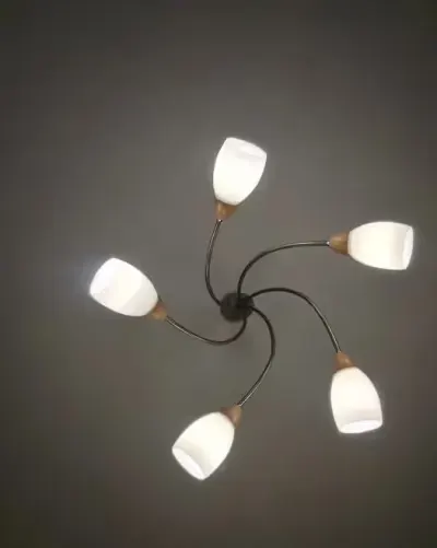 Lampy wiszące, drewno i metal, 5x E14 — praca Katarzyna, Wrocław