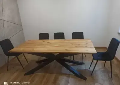 Stół dębowy Loft nowoczesny lite drewno pająk — praca Błażej, Katowice