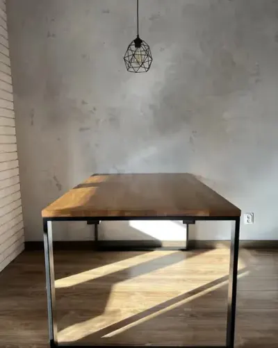 Stół dębowy na stalowej podstawie, rozkladny 140x90/180/220 — praca Krzysztof, Wrocław