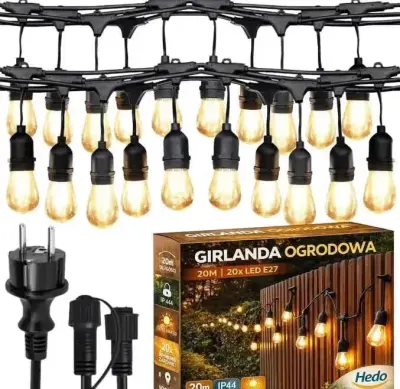 Girlanda Ogrodowa Świetlna 10M 10X Żarówka LED Sieciowa Wodoszczelna — praca HEDO SPÓŁKA Z OGRANICZONĄ ODPOWIEDZIALNOŚCIĄ, Skierniewice